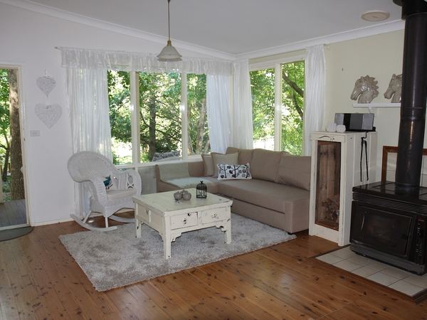 Downstairs living room with fireplace